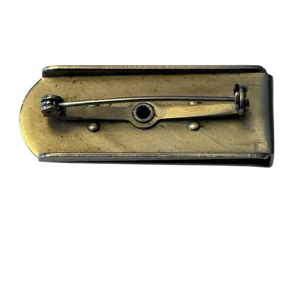 Match Book Holder Pin Lapel‎ Brooch Silver Tone Metal Vintage Retro Fob Carrier